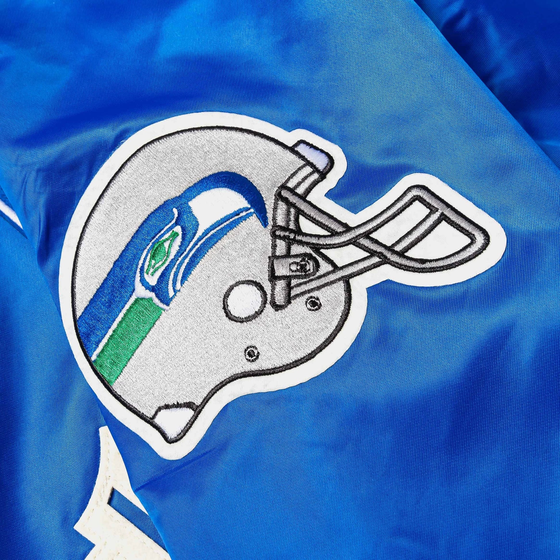 NFL Seattle Seahawks Original Satin Varsity Mens Jacket (Blue/White) — view 4 of 5