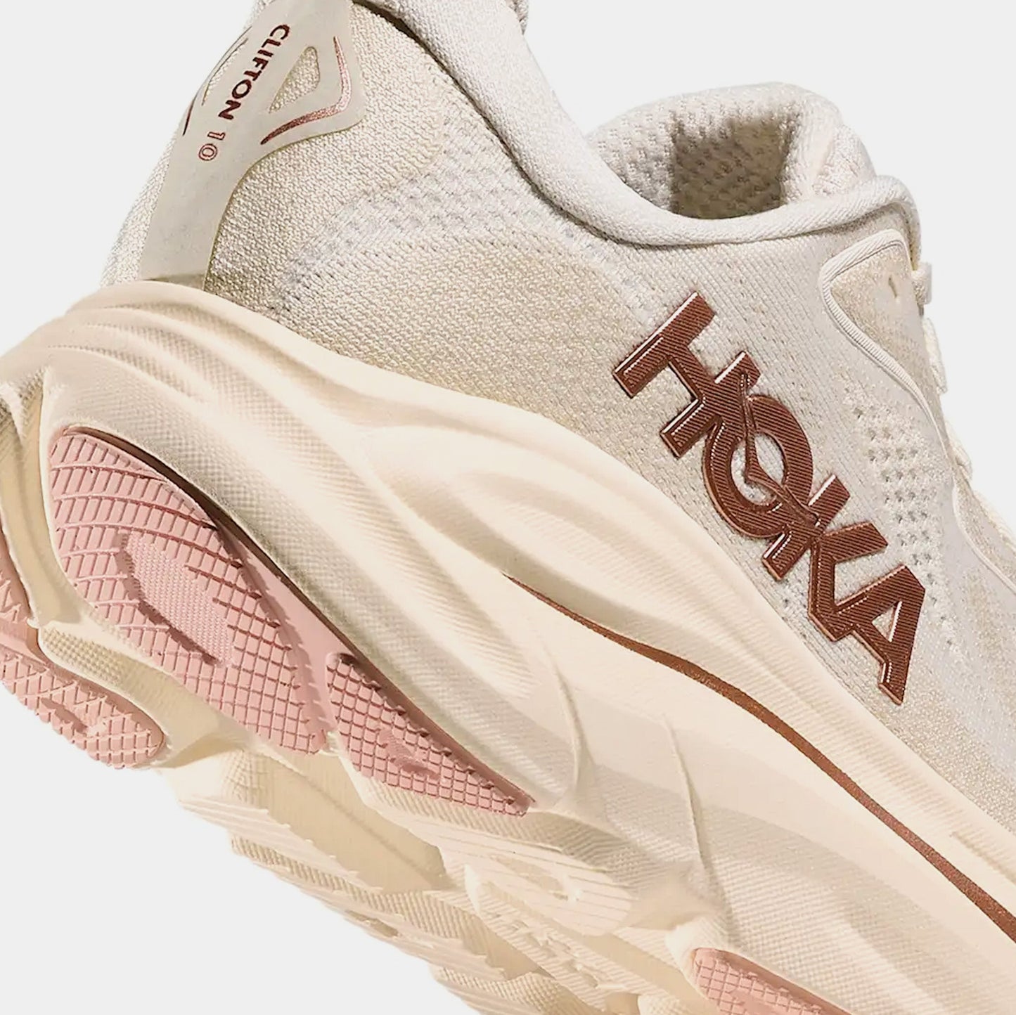 Clifton 10 Womens Running Shoes (Alabaster/Rose Gold) — view 3 of 3