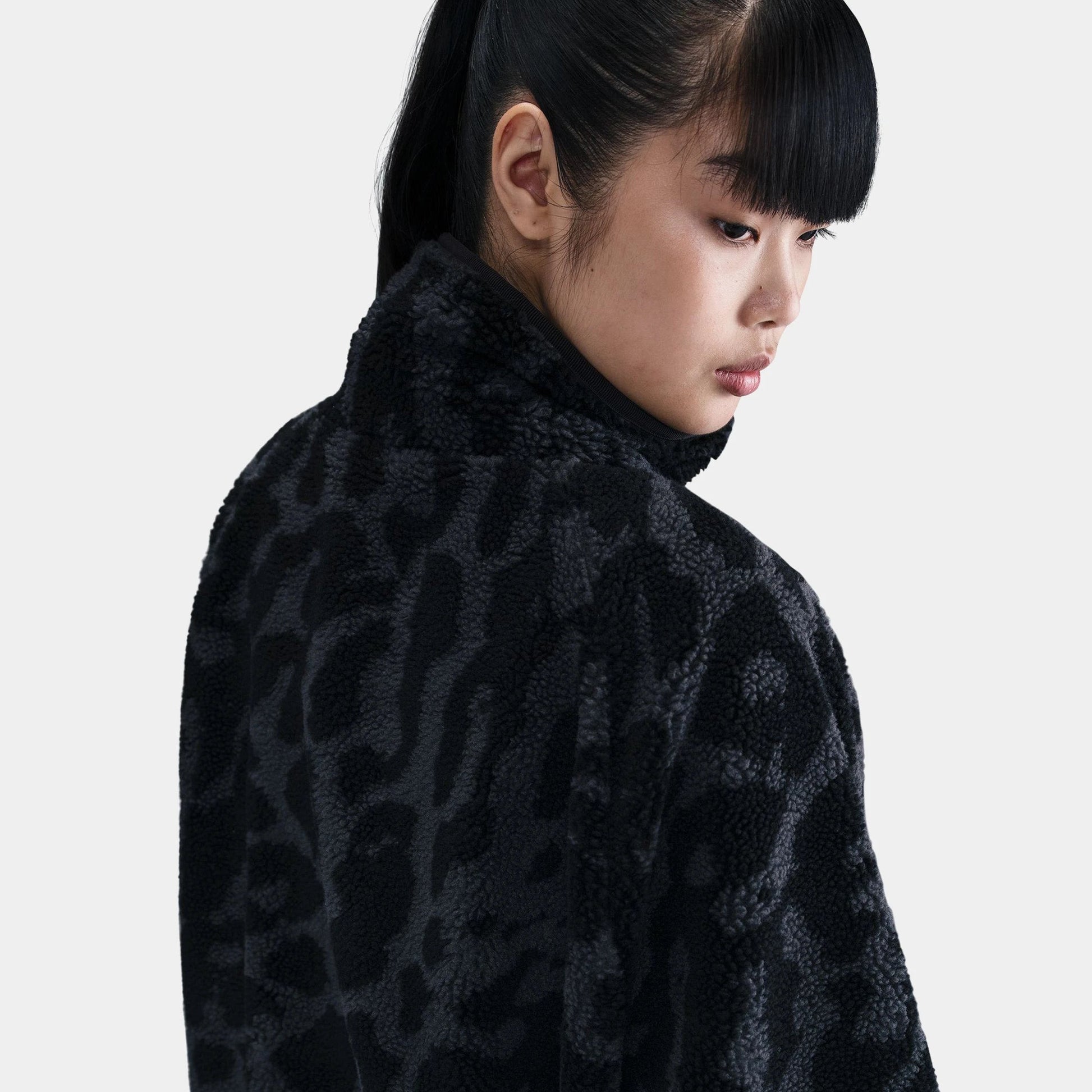 Sportwear High Pile Fleece Womens Jacket in Black / Black / Sail — view 4 of 4
