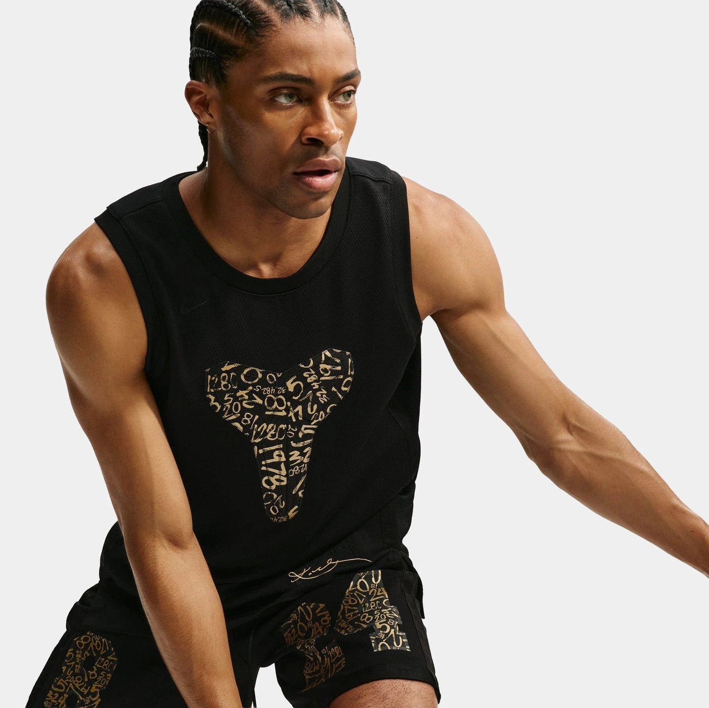 Kobe Basketball Mens Tank Top in Black / Metallic Gold — view 3 of 4