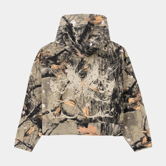 Maison Article Angels Camo Cropped Zip Up Womens Hoodie (Multicolor)