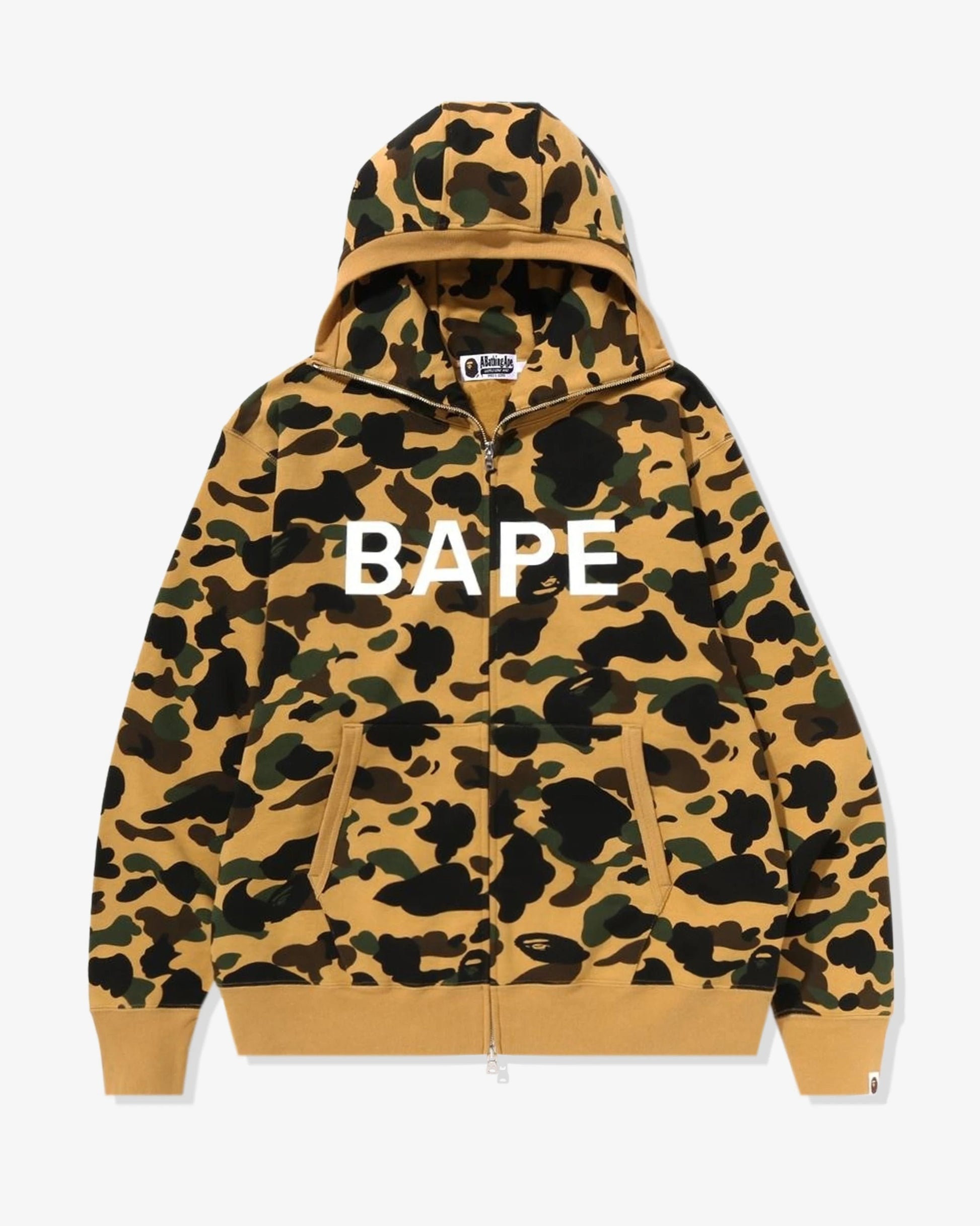 BAPE 1st Camo Balaclava Full Zip Hoodie - Yellow Camo — view 1 of 3