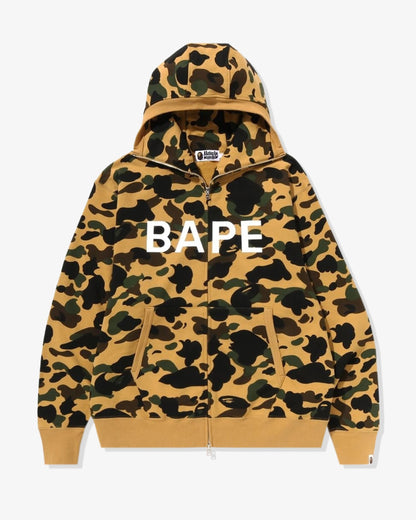 BAPE 1st Camo Balaclava Full Zip Hoodie - Yellow Camo — view 1 of 3