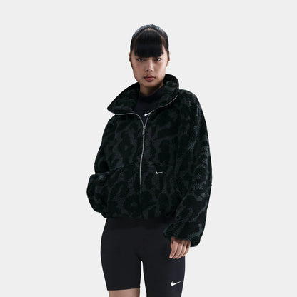 Sportwear High Pile Fleece Womens Jacket in Black / Black / Sail — view 1 of 4