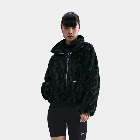 Sportwear High Pile Fleece Womens Jacket in Black / Black / Sail — view 1 of 4