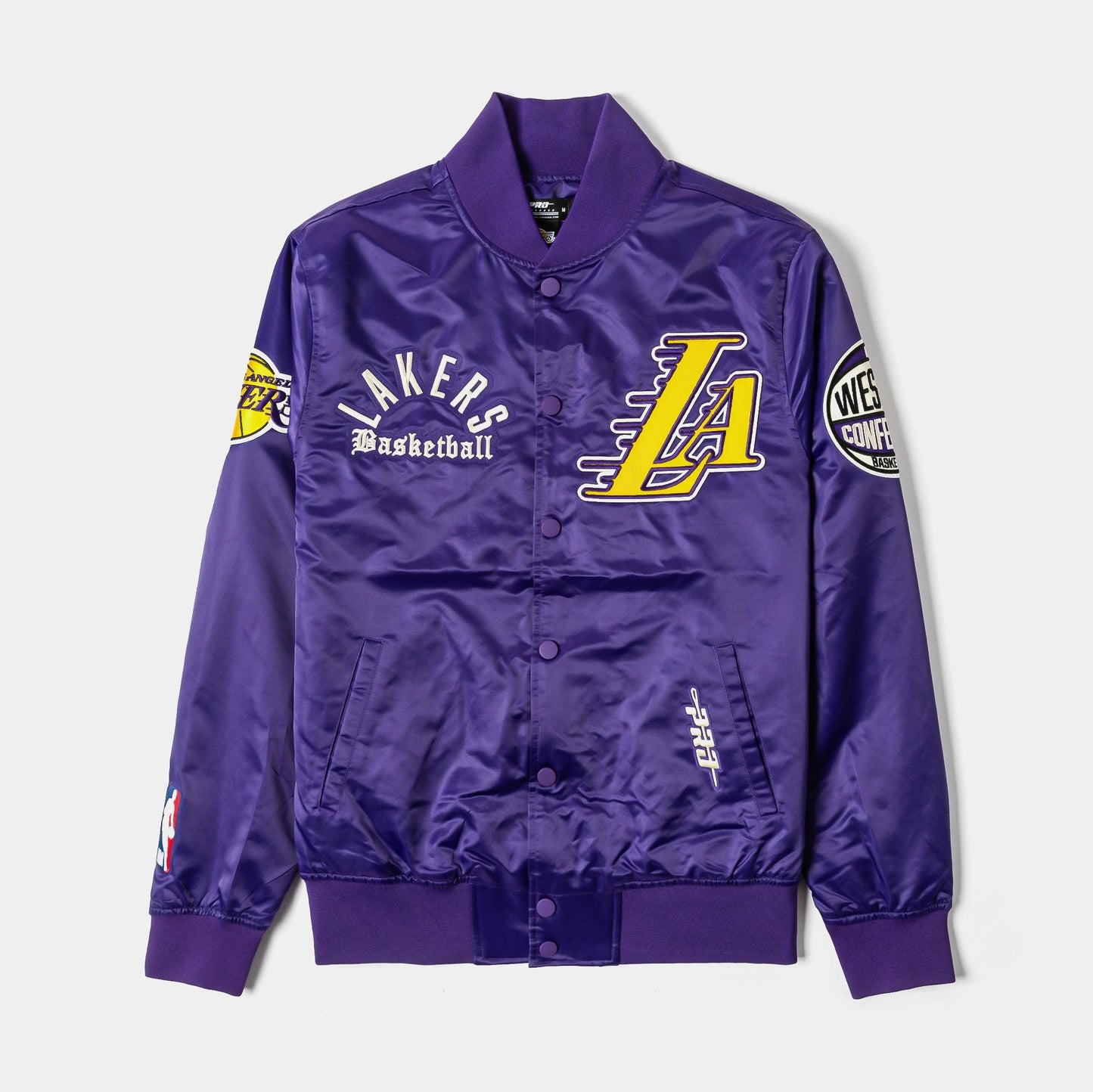 NBA Los Angeles Lakers Original Satin Varsity Mens Jacket in Purple / Yellow — view 1 of 5