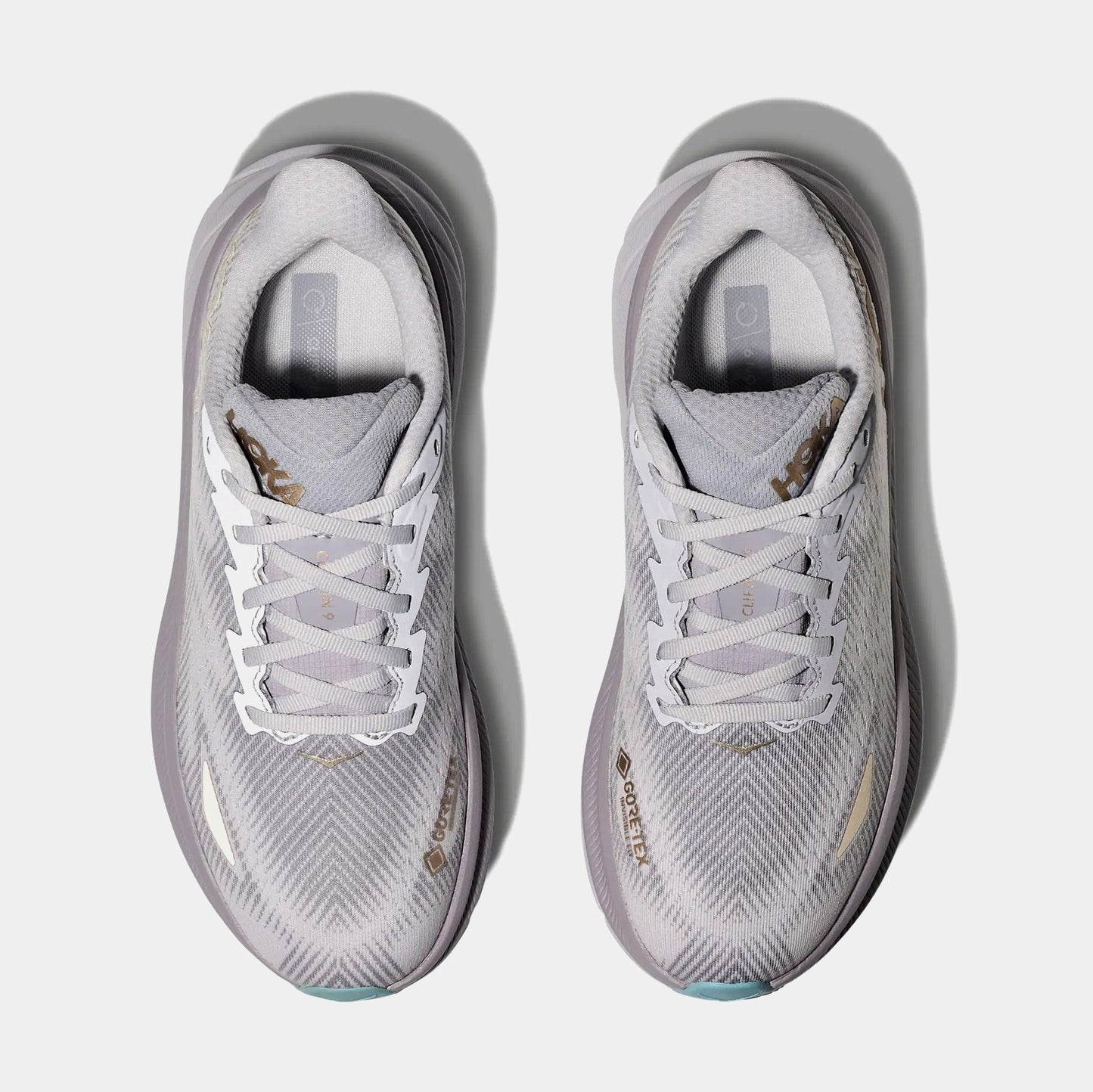 Clifton 9 GORE-TEX Womens Running Shoes (Grey/Beige) — view 2 of 3