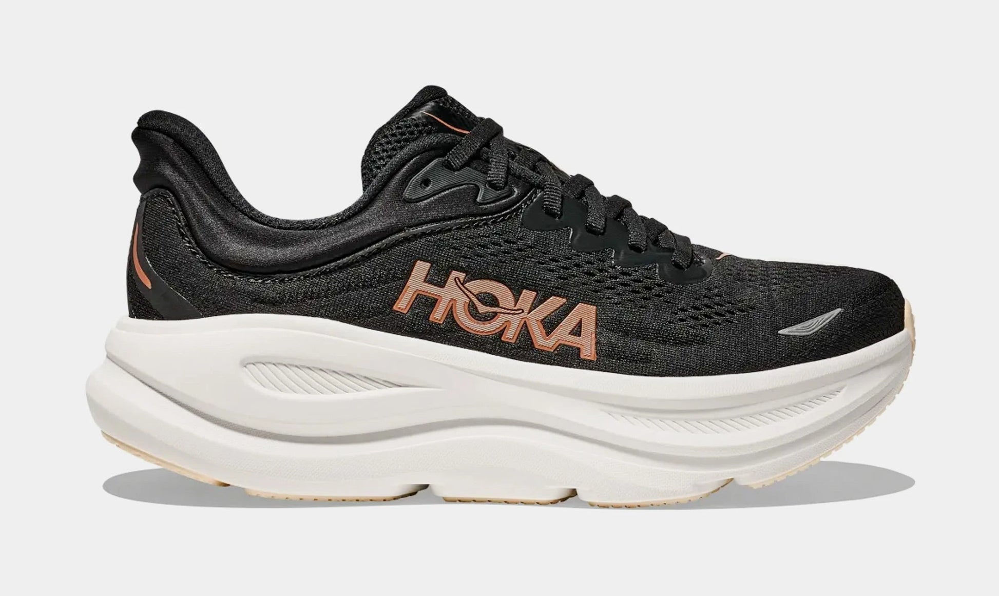 Bondi 9 Womens Running Shoes (Black/Gold) — view 2 of 4