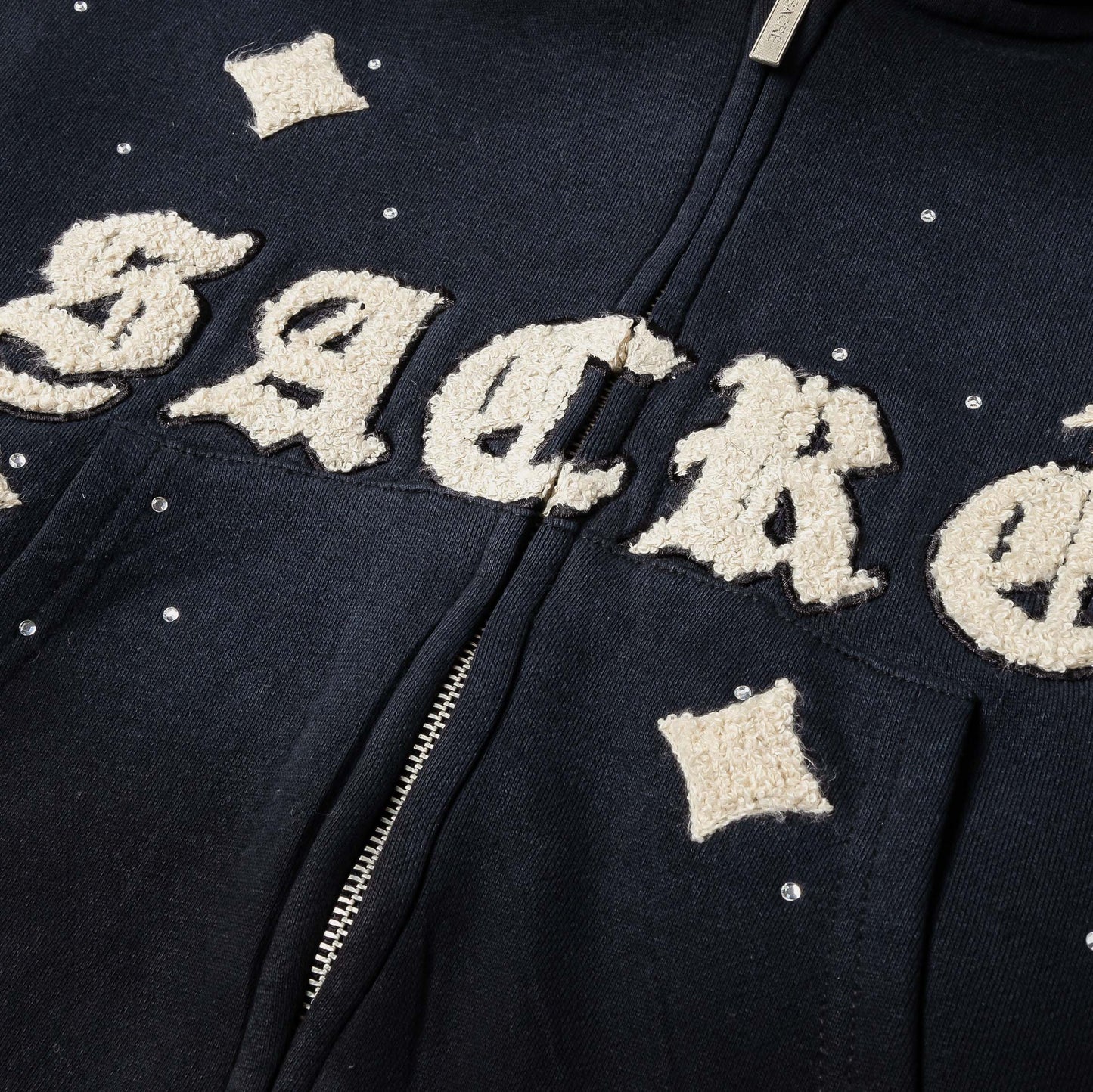 SACRE Angel Soft Zip Up Womens Hoodie (Black/Cream)