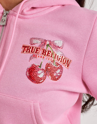 True Religion Cherry Shrunken Full-Zip Fleece Hoodie — view 3 of 4