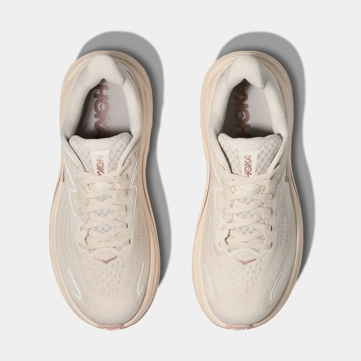 Clifton 10 Womens Running Shoes (Alabaster/Rose Gold) — view 2 of 3