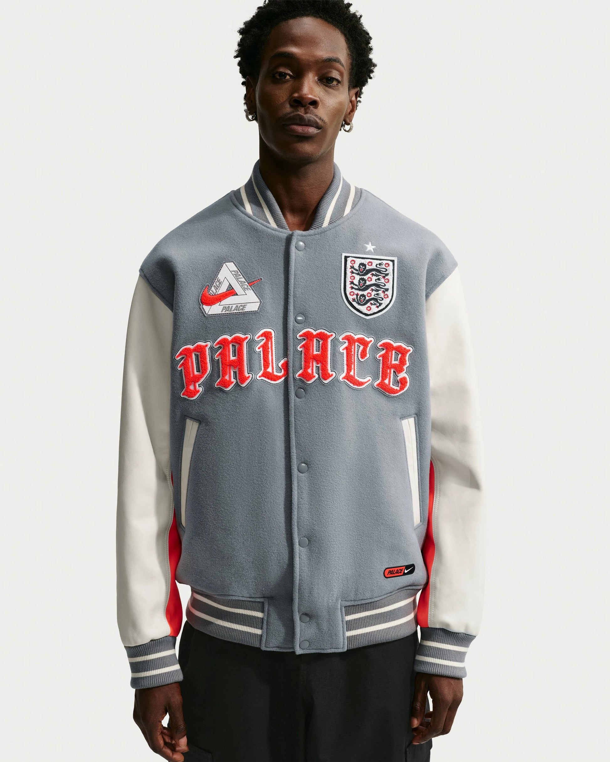Nike x Palace Eng Varsity Jacket - Pewter Grey — view 1 of 6